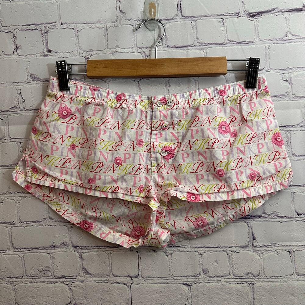 Victoria's Secret PINK Y2K Vintage Sleep Shorts XS Pink Dog Button Front